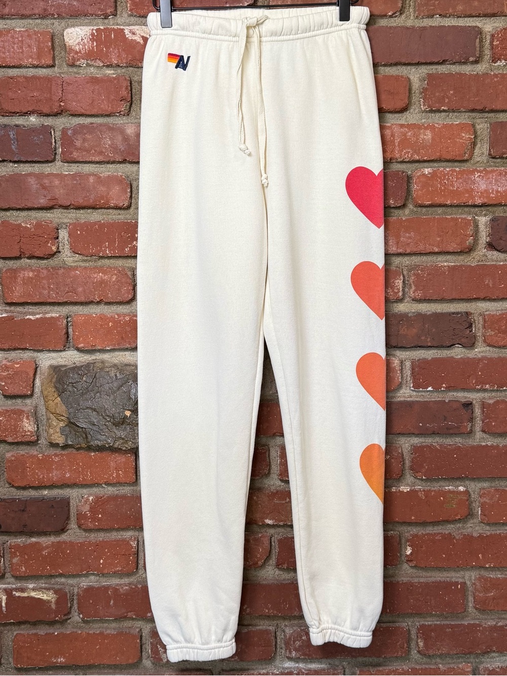 Aviator Nation Pants Womens XS Vintage White Heart Stitch 4 Sweatpants Cozy Soft